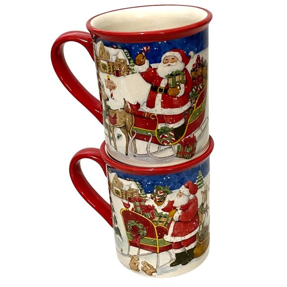 Susan Winget Santa Claus Christmas Mug Set of 4 Holiday Traditional Classic - Picture 3 of 8